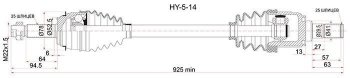 6 699 р. Привод передний левый SAT Hyundai Solaris RBr седан дорестайлинг (2010-2014)  с доставкой в г. Санкт‑Петербург. Увеличить фотографию 1