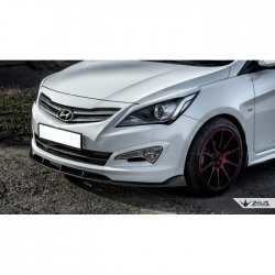 4 499 р. Накладка на передний бампер TopKontur Design Hyundai Solaris RBr седан рестайлинг (2014-2017) (Глянец под окраску, Неокрашенная)  с доставкой в г. Санкт‑Петербург. Увеличить фотографию 2