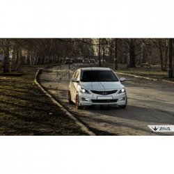 4 499 р. Накладка на передний бампер TopKontur Design Hyundai Solaris RBr седан рестайлинг (2014-2017) (Глянец под окраску, Неокрашенная)  с доставкой в г. Санкт‑Петербург. Увеличить фотографию 6