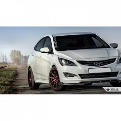 4 499 р. Накладка на передний бампер TopKontur Design Hyundai Solaris RBr седан рестайлинг (2014-2017) (Глянец под окраску, Неокрашенная)  с доставкой в г. Санкт‑Петербург. Увеличить фотографию 7