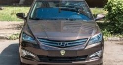 929 р. Реснички на фары Кураж  Hyundai Solaris  RBr (2014-2017) седан рестайлинг (Неокрашенные)  с доставкой в г. Санкт‑Петербург. Увеличить фотографию 2