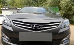 2 099 р. Сетка на бампер Russtal (черная) Hyundai Solaris RBr седан рестайлинг (2014-2017)  с доставкой в г. Санкт‑Петербург. Увеличить фотографию 5