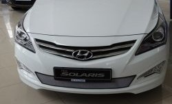 1 539 р. Сетка на бампер Russtal (хром) Hyundai Solaris RBr седан рестайлинг (2014-2017)  с доставкой в г. Санкт‑Петербург. Увеличить фотографию 4