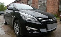 1 539 р. Сетка на бампер Russtal (хром) Hyundai Solaris RBr седан рестайлинг (2014-2017)  с доставкой в г. Санкт‑Петербург. Увеличить фотографию 10