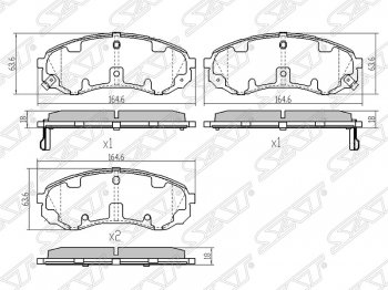 1 499 р. Колодки тормозные SAT (передние)  Hyundai Starex/Grand Starex/H1  TQ (2007-2018), Hyundai Starex/H1  A1 (1997-2004), KIA Carnival  VQ (2005-2014)  с доставкой в г. Санкт‑Петербург. Увеличить фотографию 1