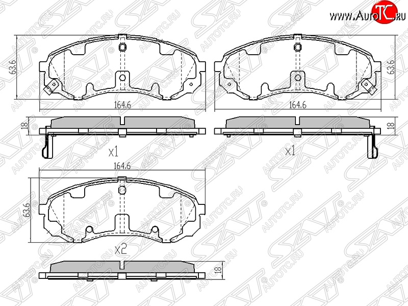 1 499 р. Колодки тормозные SAT (передние)  Hyundai Starex/Grand Starex/H1  TQ (2007-2018), Hyundai Starex/H1  A1 (1997-2004), KIA Carnival  VQ (2005-2014)  с доставкой в г. Санкт‑Петербург