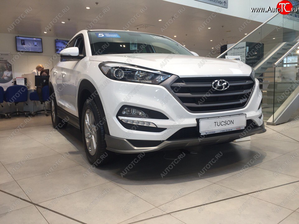 5 649 р. Накладка на передний бампер АвтоКрат Hyundai Tucson TL дорестайлинг (2015-2018) (Неокрашенная)  с доставкой в г. Санкт‑Петербург