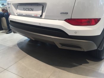 5 649 р. Накладка на задний бампер АвтоКрат  Hyundai Tucson  TL (2015-2018) дорестайлинг (Неокрашенная)  с доставкой в г. Санкт‑Петербург. Увеличить фотографию 4