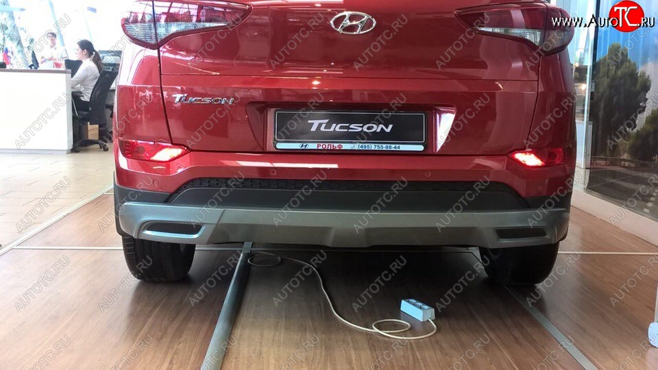 5 649 р. Накладка на задний бампер АвтоКрат  Hyundai Tucson  TL (2015-2018) дорестайлинг (Неокрашенная)  с доставкой в г. Санкт‑Петербург