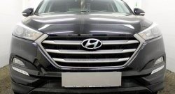 1 469 р. Защитная сетка на бампер Russtal (черная) Hyundai Tucson TL дорестайлинг (2015-2018)  с доставкой в г. Санкт‑Петербург. Увеличить фотографию 1