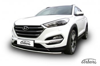 11 789 р. Защита переднего бампера Arbori (нержавейка, 1 труба d42 mm). Hyundai Tucson TL дорестайлинг (2015-2018)  с доставкой в г. Санкт‑Петербург. Увеличить фотографию 2