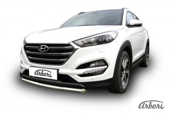 14 291 р. Защита переднего бампера Arbori (нержавейка, 1 труба d57 mm). Hyundai Tucson TL дорестайлинг (2015-2018)  с доставкой в г. Санкт‑Петербург. Увеличить фотографию 2