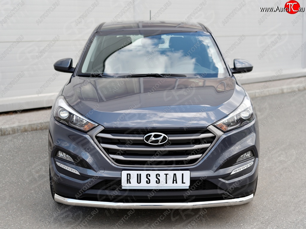 12 499 р. Защита переднего бампера (Ø63 мм, нержавейка) Russtal Hyundai Tucson TL дорестайлинг (2015-2018)  с доставкой в г. Санкт‑Петербург