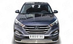 14 999 р. Защита переднего бампера (2 трубы Ø63 и 75х42 мм, нержавейка) Russtal Hyundai Tucson TL дорестайлинг (2015-2018)  с доставкой в г. Санкт‑Петербург. Увеличить фотографию 1