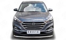 Одинарная защита переднего бампера диаметром 63 мм Russtal Hyundai Tucson 3 TL дорестайлинг (2015-2018)