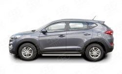 15 799 р. Защита порогов из круглой трубы диаметром 63 мм Russtal Hyundai Tucson TL дорестайлинг (2015-2018)  с доставкой в г. Санкт‑Петербург. Увеличить фотографию 2