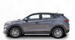 20 749 р. Широкая защита порогов Russtal Hyundai Tucson TL дорестайлинг (2015-2018) (Защита порогов с со скосами на торцах (вариант 1))  с доставкой в г. Санкт‑Петербург. Увеличить фотографию 2