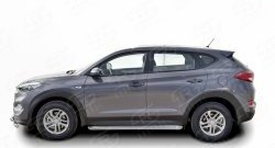 20 749 р. Широкая защита порогов Russtal Hyundai Tucson TL дорестайлинг (2015-2018) (Защита порогов с со скосами на торцах (вариант 1))  с доставкой в г. Санкт‑Петербург. Увеличить фотографию 3