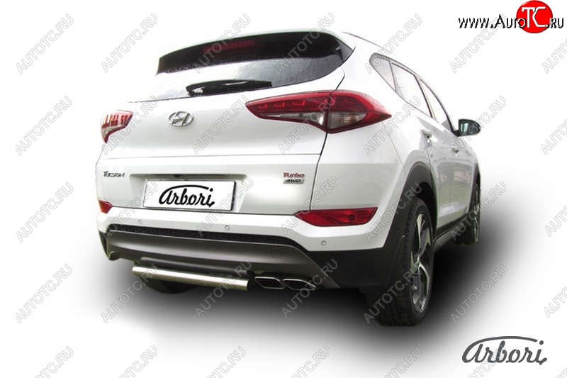 14 249 р. Защита штатных порогов Arbori (нержавейка, d57 mm). Hyundai Tucson TL дорестайлинг (2015-2018)  с доставкой в г. Санкт‑Петербург