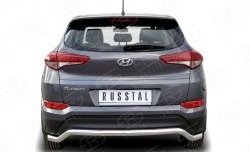 15 999 р. Защита заднего бампера (Ø63 мм волна, нержавейка) SLITKOFF  Hyundai Tucson  TL (2015-2018) дорестайлинг  с доставкой в г. Санкт‑Петербург. Увеличить фотографию 1