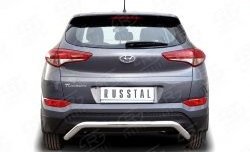 Защита заднего бампера (Ø63 мм волна короткая, нержавейка) Russtal Hyundai Tucson TL дорестайлинг (2015-2018)