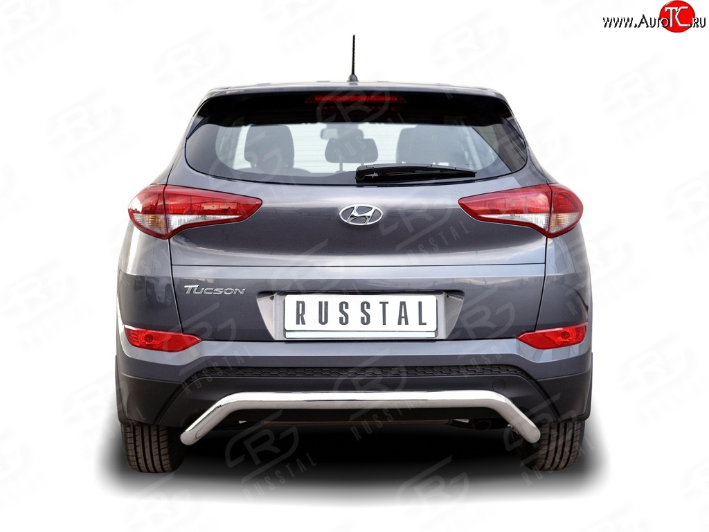 16 999 р. Защита заднего бампера (Ø63 мм волна короткая, нержавейка) SLITKOFF Hyundai Tucson TL дорестайлинг (2015-2018)  с доставкой в г. Санкт‑Петербург