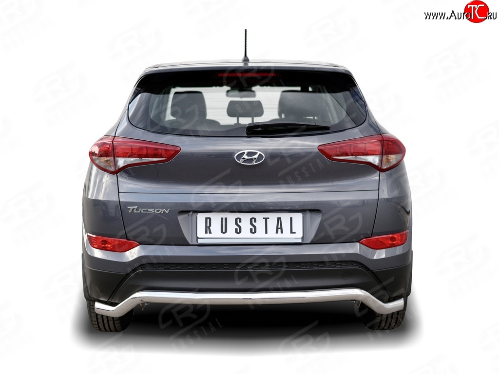 17 849 р. Защита заднего бампера (Ø63 мм волна, нержавейка) SLITKOFF Hyundai Tucson TL дорестайлинг (2015-2018)  с доставкой в г. Санкт‑Петербург