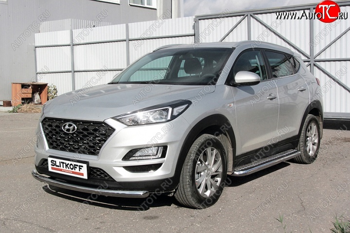 15 999 р. Защита порогов d57 Slitkoff (с листом)  Hyundai Tucson  TL (2018-2021) рестайлинг  с доставкой в г. Санкт‑Петербург