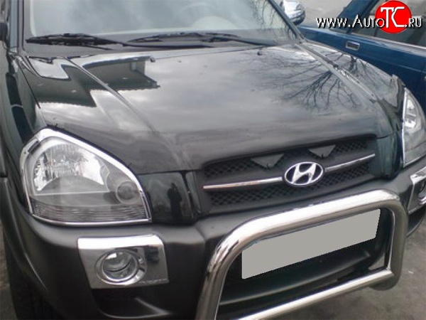 2 204 р. Дефлектор капота NovLine (рестайлинг) Hyundai Tucson JM (2004-2010)  с доставкой в г. Санкт‑Петербург