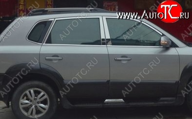 6 899 р. Накладки на верхнюю часть по периметру окон боковых дверей СТ Hyundai Tucson JM (2004-2010) (Неокрашенные)  с доставкой в г. Санкт‑Петербург