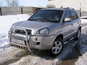 Кенгурятник из трубы d57 Slitkoff (высокий) Hyundai Tucson 1 JM (2004-2010)