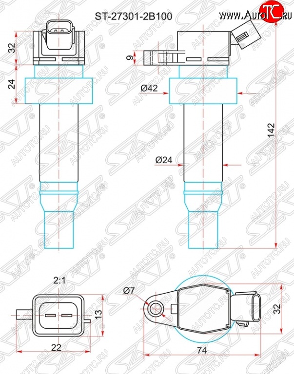 779 р. Катушка зажигания SAT Hyundai Veloster FS дорестайлинг (2011-2014)  с доставкой в г. Санкт‑Петербург