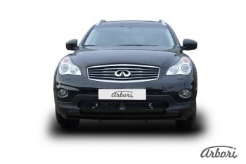 Защита переднего бампера Arbori (черная, 2 трубы d57 и 57 mm) INFINITI EX35 1 J50 (2007-2013)