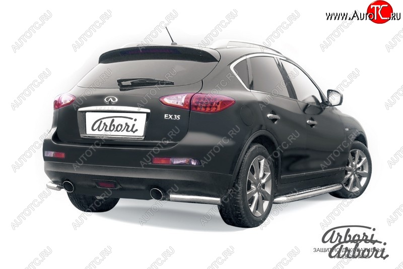 8 999 р. Защита заднего бампера Arbori (уголки, нержавейка, 1 труба d57 mm). INFINITI EX35 J50 (2007-2013)  с доставкой в г. Санкт‑Петербург