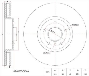 3 999 р. Диск тормозной SAT (вентилируемый, Ø320) INFINITI FX35 S50 дорестайлинг (2002-2005)  с доставкой в г. Санкт‑Петербург. Увеличить фотографию 1