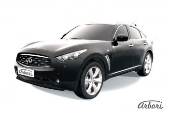 11 159 р. Защита переднего бампера Arbori (черная, 1 труба d76 mm). INFINITI FX35 S51 дорестайлинг (2008-2011)  с доставкой в г. Санкт‑Петербург. Увеличить фотографию 1