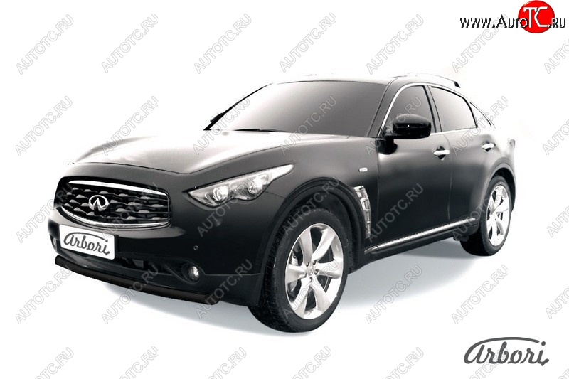 11 159 р. Защита переднего бампера Arbori (черная, 1 труба d76 mm). INFINITI FX35 S51 дорестайлинг (2008-2011)  с доставкой в г. Санкт‑Петербург