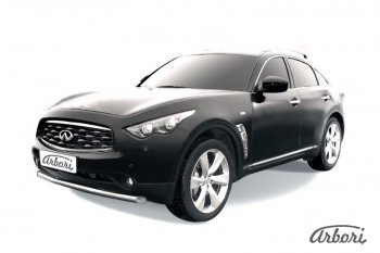 Защита переднего бампера Arbori (нержавейка, 1 труба d76 mm). INFINITI FX35 2 S51 дорестайлинг (2008-2011)