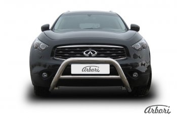 35 999 р. Защита переднего бампера Arbori (низкая - mini, нержавейка, 1 труба d76 mm). INFINITI FX35 S51 дорестайлинг (2008-2011)  с доставкой в г. Санкт‑Петербург