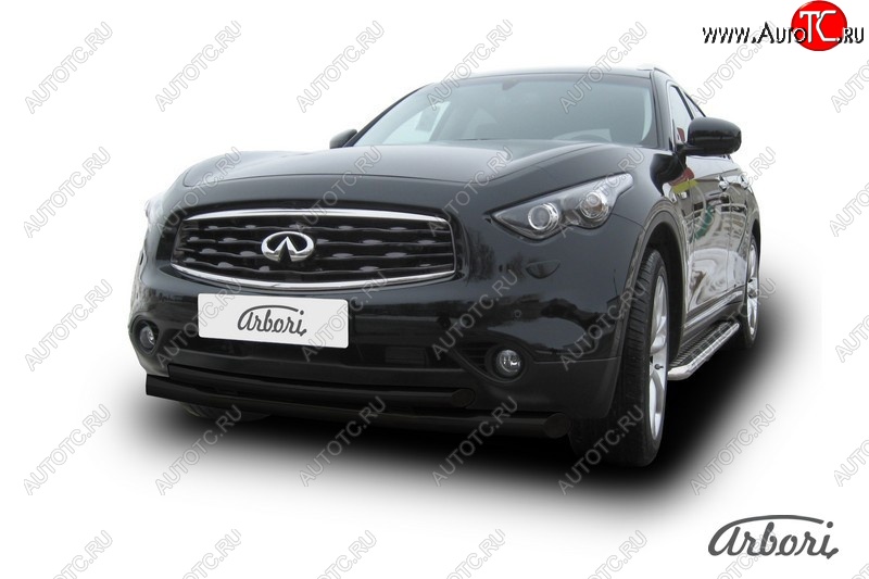 13 859 р. Защита переднего бампера Arbori (черная, 2 трубы d76 и 57 mm) INFINITI FX35 S51 дорестайлинг (2008-2011)  с доставкой в г. Санкт‑Петербург