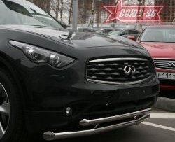 27 134 р. Защита переднего бампера двойная Souz-96 (d76/60) INFINITI FX35 S51 дорестайлинг (2008-2011)  с доставкой в г. Санкт‑Петербург. Увеличить фотографию 2