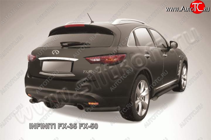 6 599 р. Защита заднего бампера из уголков d57 Slitkoff INFINITI FX50 S51 дорестайлинг (2008-2011) (Цвет: серебристый)  с доставкой в г. Санкт‑Петербург