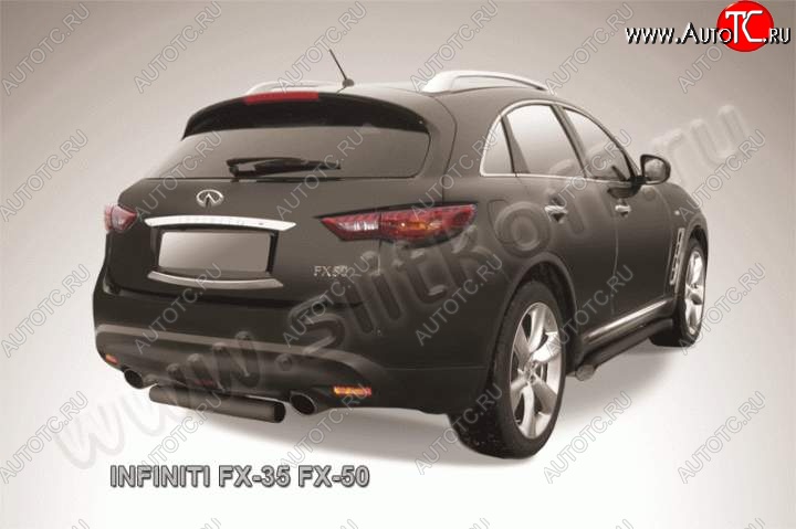 6 599 р. Защита заднего бампера из трубы d76 Slitkoff (короткая) INFINITI FX50 S51 дорестайлинг (2008-2011) (Цвет: серебристый)  с доставкой в г. Санкт‑Петербург