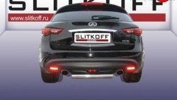 9 449 р. Защита заднего бампера из короткой трубы диаметром 76 мм Slitkoff  INFINITI FX35  2 S51 - FX50  2 S51 (Нержавейка, Полированная)  с доставкой в г. Санкт‑Петербург. Увеличить фотографию 1