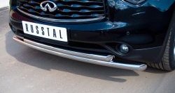 22 399 р. Защита переднего бампера (2 трубыØ63 мм, нержавейка) Russtal INFINITI QX70 S51 (2013-2020)  с доставкой в г. Санкт‑Петербург. Увеличить фотографию 2