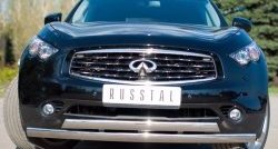 27 649 р. Защита переднего бампера (2 трубыØ75х42 мм, нержавейка) Russtal INFINITI FX37 S51 рестайлинг (2011-2013)  с доставкой в г. Санкт‑Петербург. Увеличить фотографию 2