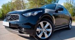 27 649 р. Защита переднего бампера (2 трубыØ75х42 мм, нержавейка) Russtal INFINITI QX70 S51 (2013-2020)  с доставкой в г. Санкт‑Петербург. Увеличить фотографию 1