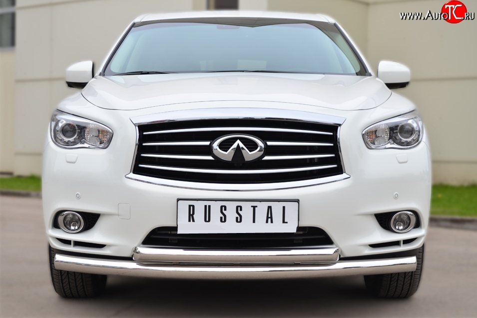 21 199 р. Защита переднего бампера (2 трубыØ76 и 63 мм, нержавейка) Russtal INFINITI JX35 (2012-2014)  с доставкой в г. Санкт‑Петербург