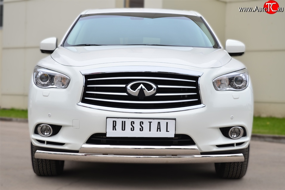 24 999 р. Защита переднего бампера (2 трубыØ75х42 мм, нержавейка) Russtal INFINITI JX35 (2012-2014)  с доставкой в г. Санкт‑Петербург