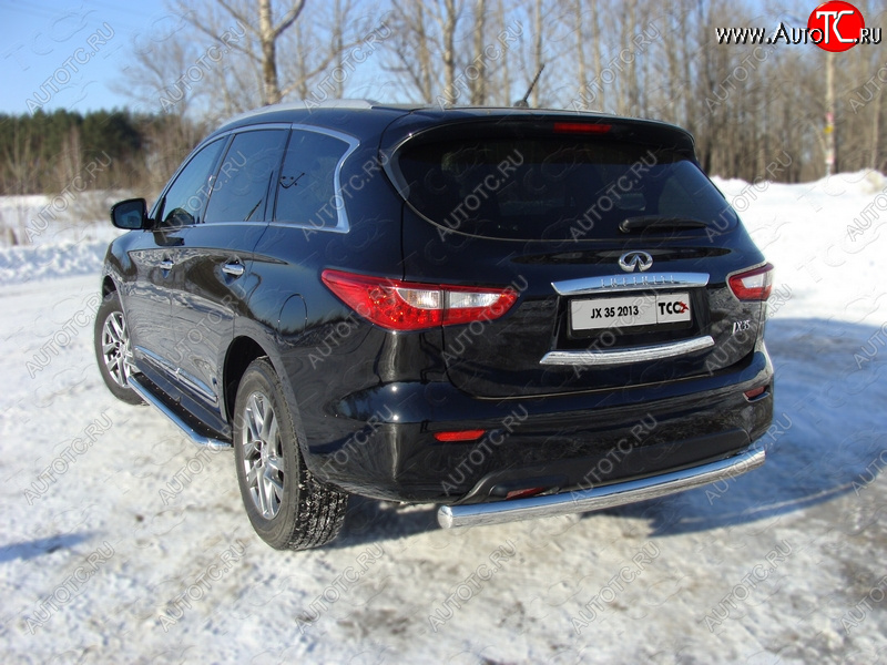 24 099 р. Защита заднего бампера (овальная) ТСС 75х42 мм  INFINITI JX35 (2012-2014)  с доставкой в г. Санкт‑Петербург